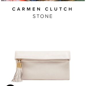 India Hicks leather carmen clutch with tassel